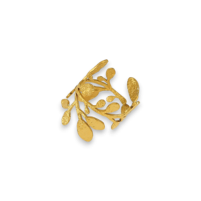 White Leaf Ivy Ring in Gold
