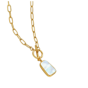 White Leaf Mother of Pearl Pendant Necklace in Gold